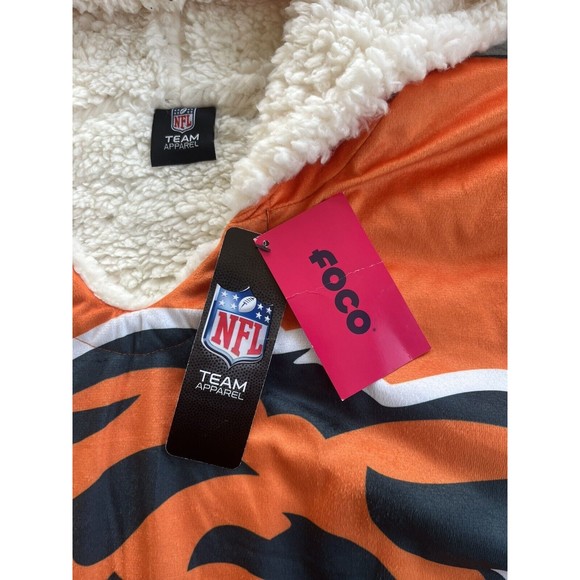 NWT FOCO NFL Team Reversible Oversized Sherpa Lined Hoodie Sweatshirt AOP Logo - Picture 6 of 15